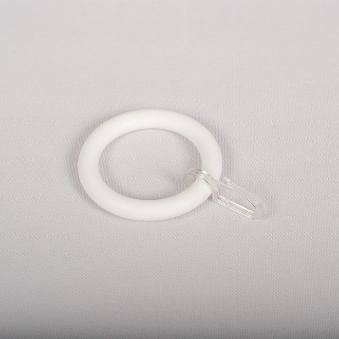 Žiedas karnizui STANDART Ø28mm pl. su kabliuku baltos sp.