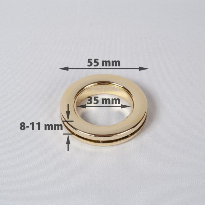 Žiedas suspaudžiamas užuolaidoms UNIVERSAL karnizo vamzdžiui Ø25-28mm blizg. aukso sp.