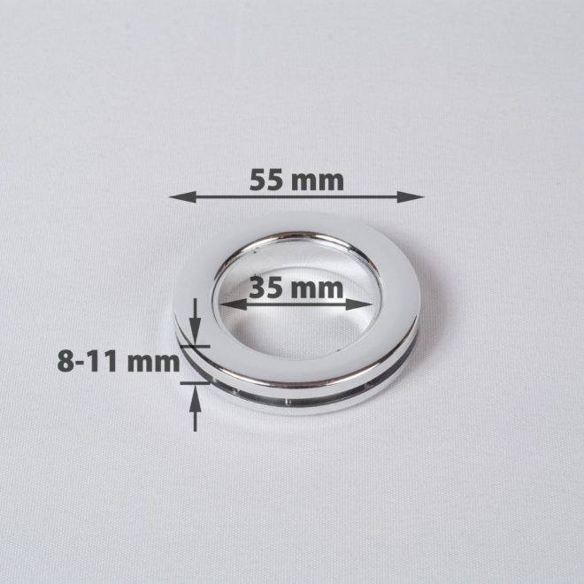 Žiedas suspaudžiamas užuolaidoms UNIVERSAL karnizo vamzdžiui Ø25-28mm blizg. chromo sp