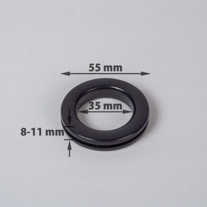 Žiedas suspaudžiamas užuolaidoms UNIVERSAL karnizo vamzdžiui Ø25-28mm juodos sp.