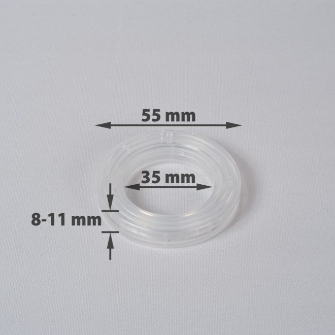 Žiedas suspaudžiamas užuolaidoms UNIVERSAL karnizo vamzdžiui Ø25-28mm skaidrus