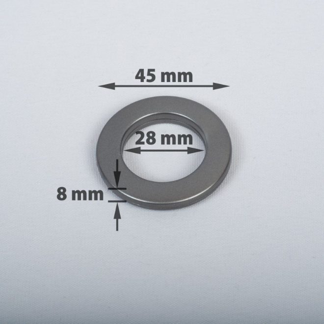 Žiedas suspaudžiamas užuolaidoms karnizo vamzdžiui Ø16-20mm grafito sp.